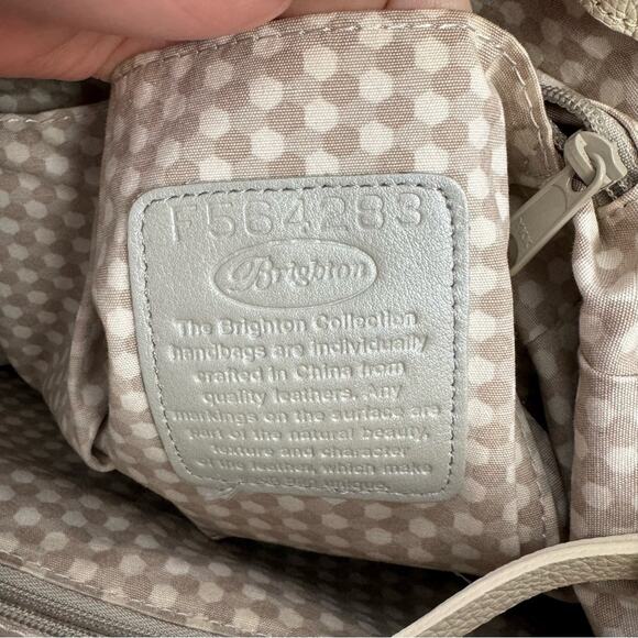 BRIGHTON Cream & Tan Raffia Leather Shoulder Tote Bag Purse - Picture 11 of 14